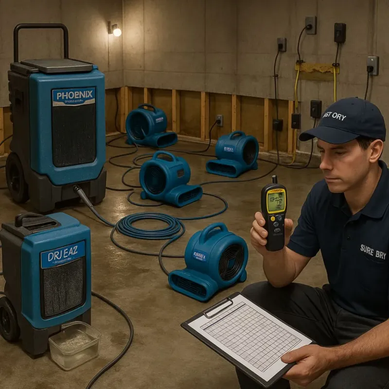 Structural Drying and Dehumidification process in Coal Hill, AR